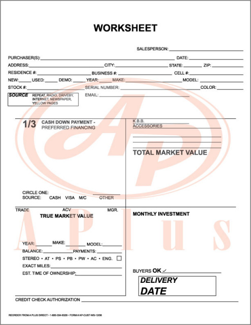 A Plus Prints Custom Appraisal Sheets